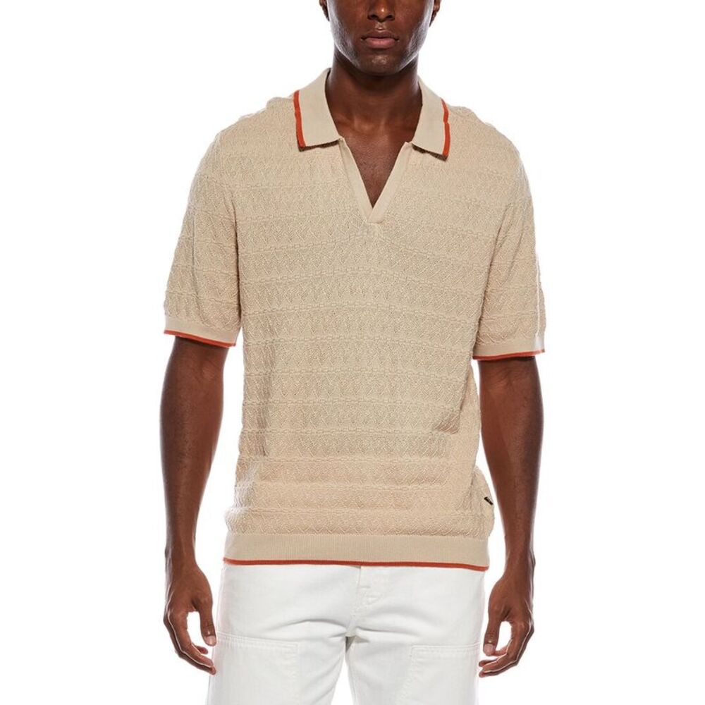 Civil Society Mens  Palani Relaxed Fit Zigzag Purl Stitch Shirt, Beige
